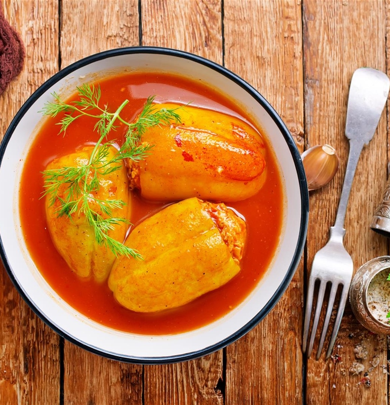 Stuffed Peppers in Rich Tomato Sauce