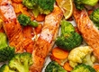 Baked Salmon with Broccoli and Cauliflower