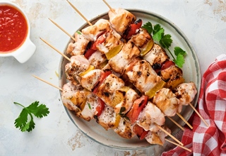 Skewer Symphony: Turkey and Veggie Grill Medley
