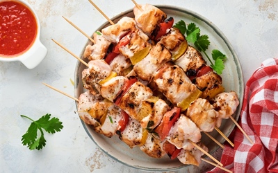 Skewer Symphony: Turkey and Veggie Grill Medley