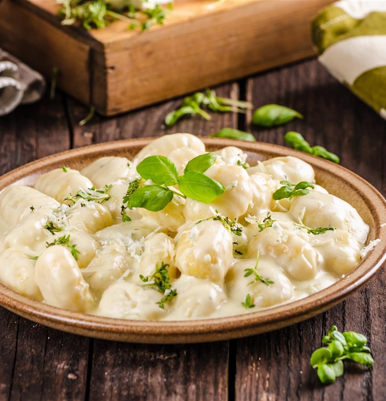Homemade Gnocchi in Creamy Gorgonzola Sauce