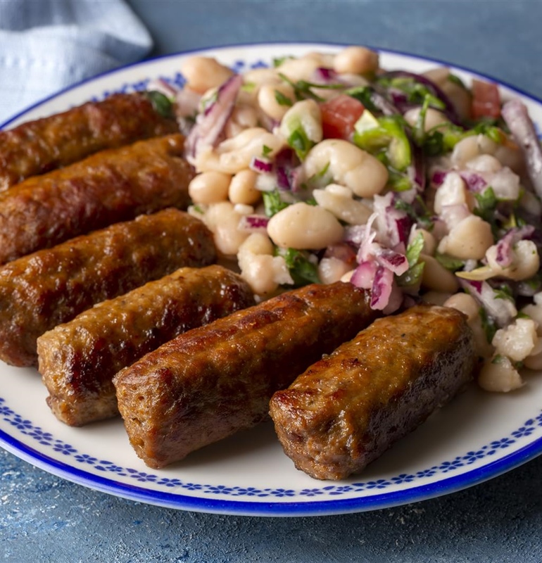 Smoky Homemade Ćevapi with Tangy Bean Salad