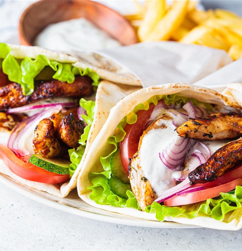 Street-Style Chicken Gyros Wrap with Creamy Tzatziki