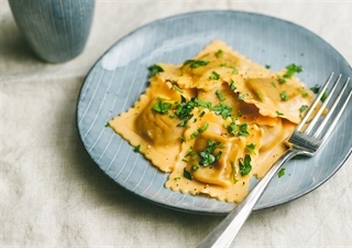 Homemade Ravioli Filled with Ricotta and Spinach in Sage Butter Sauce
