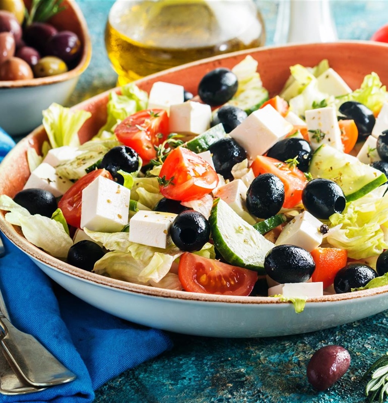 Authentic Greek Salad with Feta and Olives