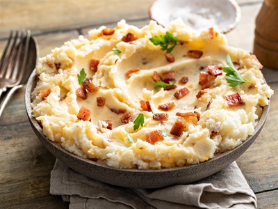 Loaded Mashed Potatoes with Bacon, Cheddar, and Fresh Parsley